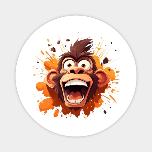 crazy cartoon screaming monkey Magnet by MK3